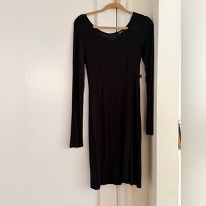 Agnes B Classic Black Long-Sleeve Midi Dress